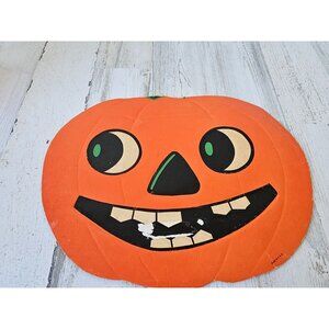 Vintage biestle? Jack O'Lantern cardboard cutout pumpkin hanging decor Halloween